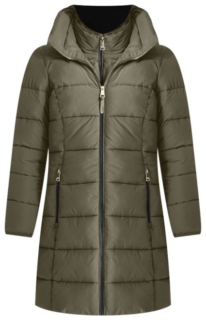 Women's Bibbed Hooded Zip-Front Puffer Coat