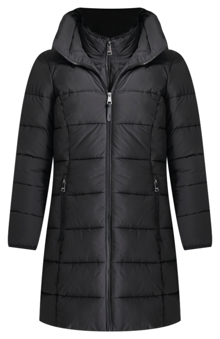 Women's Bibbed Hooded Zip-Front Puffer Coat