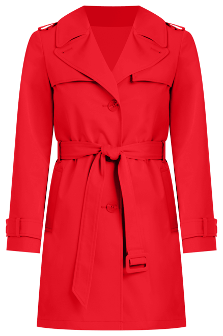 Women's Short Single-Breasted Pleated Back Trench Coat