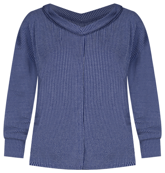 Women's Relaxed Fit Ribbed Knit V Neck Sweater Top