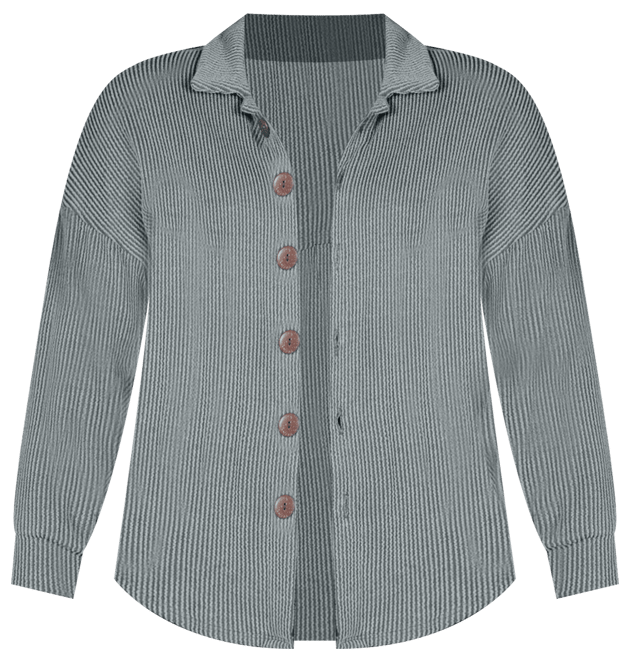 Plus Size Rib Button Up Shirt Jacket