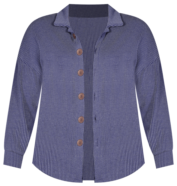 Plus Size Rib Button Up Shirt Jacket