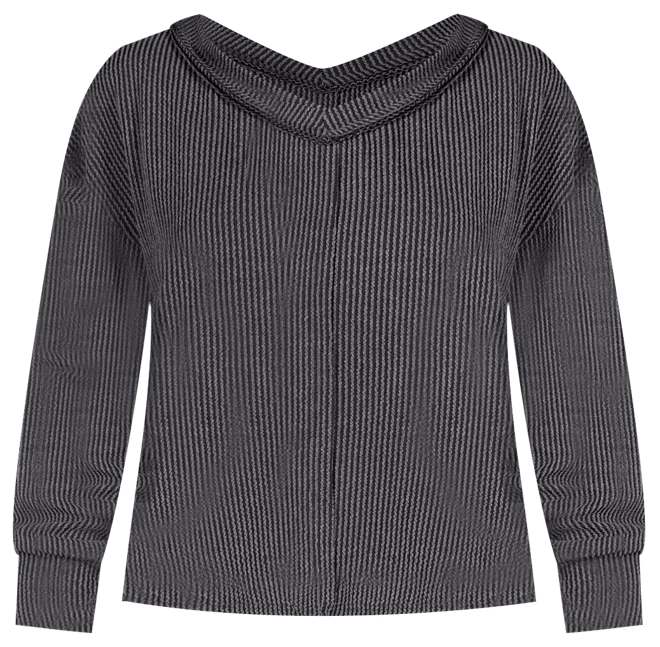 Plus Size Fit Ribbed Knit V-Neck Top