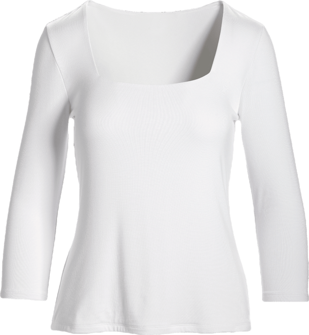 So Effortless Square Neck Three Quarter Sleeve Top Black Cherry
