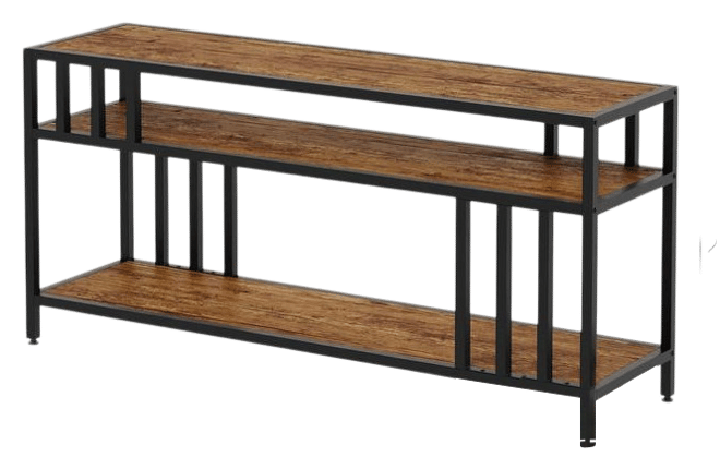 58" Tv Stand for Tv up to 65 Inches, Entertainment Center with Open Storage Shelves, Tv Media Console Table with Quadruple-Tube Support for Liv