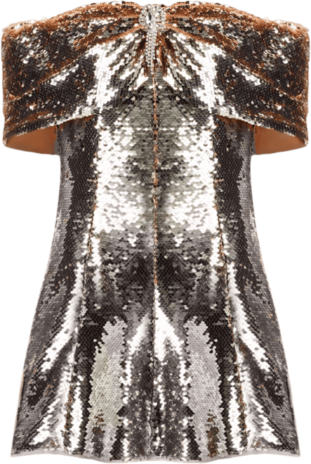 Self-Portrait Gold Sequin Off The Shoulder Mini Dress