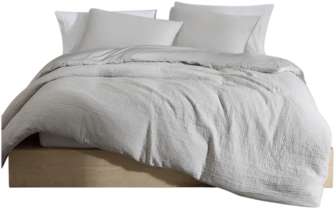 Washed Texture Solid Cotton Jacquard 3 Piece Duvet Cover Set, Queen