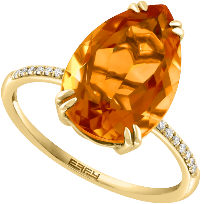 Effy Citrine (5-1/6 ct. t.w.) & White Sapphire (1/6 ct. t.w.) Statement Ring in 14k Gold-Plated Sterling Silver