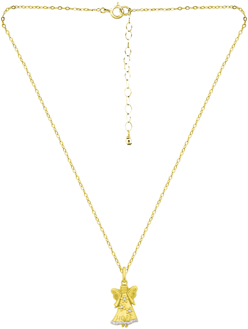 Cubic Zirconia Hope Angel Pendant Necklace in 18k Gold-Plated Sterling Silver, 16" + 2" extender, Created for Macy's (Also available in