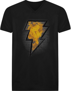 Mens Beveled Emblem Short Sleeve Adult V Neck Premium Cotton Tee / T-Shirt