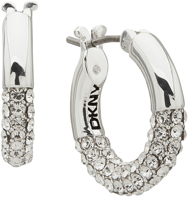 Gold-Tone Extra-Small Half-Pave Hoop Earrings, 0.4"