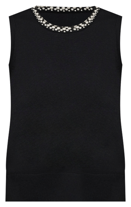 Women's Embellished-Neck Sleeveless Knit Top