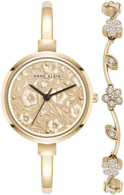 Floral Dial Bangle Watch Set | Anne Klein