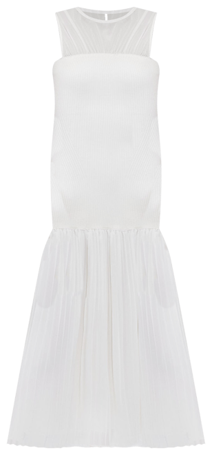 Cream Pleated Maxi Dress