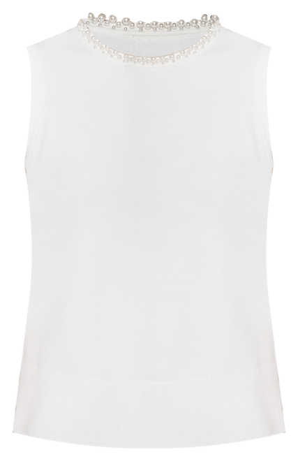 Women's Embellished-Neck Sleeveless Knit Top