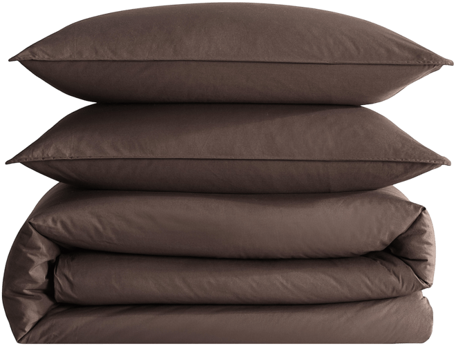 Calvin Klein Washed Percale Cotton Solid 3 Piece Comforter Set, Queen