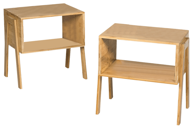 2 Pieces Nightstand Sofa Table with Storage Shelf