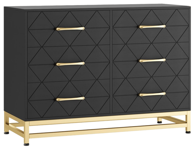 6 Drawers Dresser for Bedroom, Tv Stand Dressers Chest of Drawers for Living Room Hallway Entryway