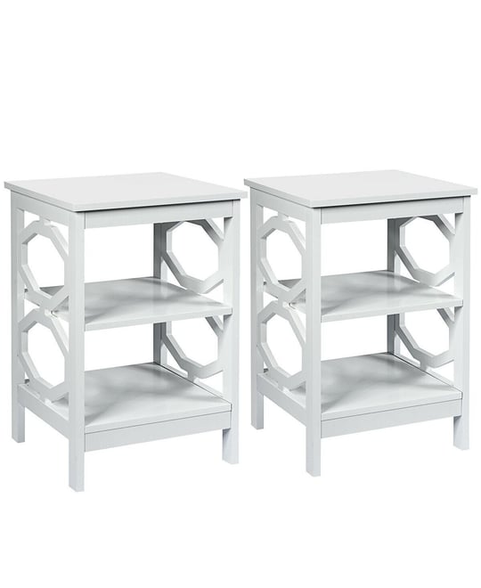 2 Pieces 3-tier Nightstand Sofa Side End Accent Table Storage Display Shelf