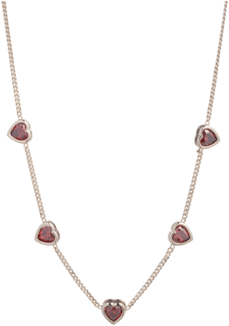 Gold-Tone Red Cubic Zirconia Heart Statement Necklace, 16" + 3" extender