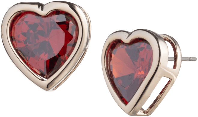 Givenchy Gold-Tone Red Cubic Zirconia Heart Stud Earrings