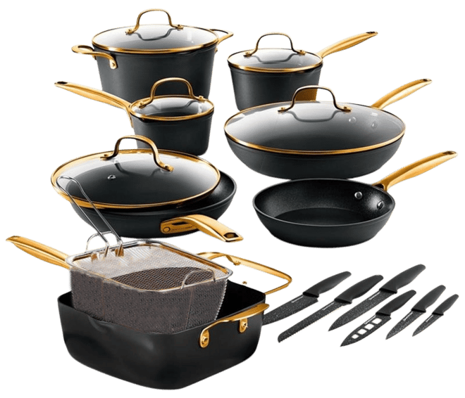 Armor Max Gold 20 Piece Hard Anodized Ultra Release Cookware Set