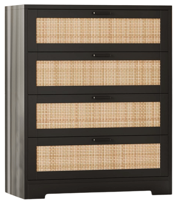 4 Drawer Dresser for Bedroom, Rattan Chest of Dressers