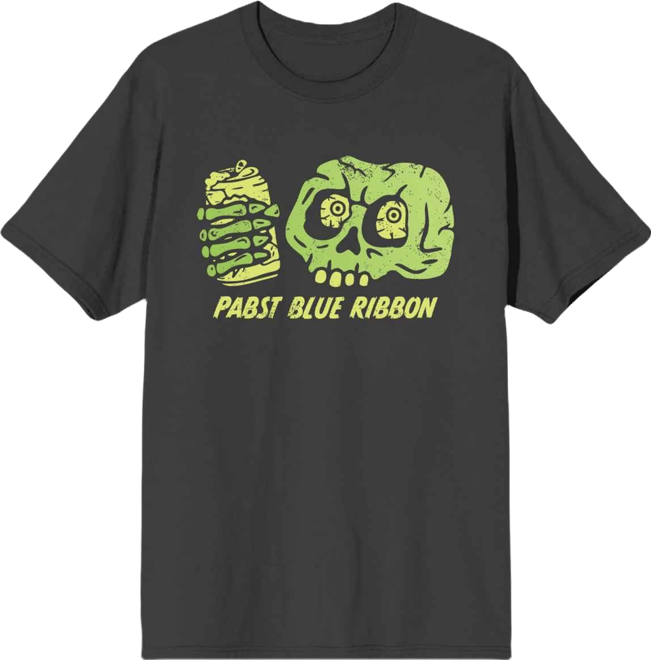 Men's Halloween Skull With Beer Crew Neck Short Sleeve Charcoal T-shirt-3XL