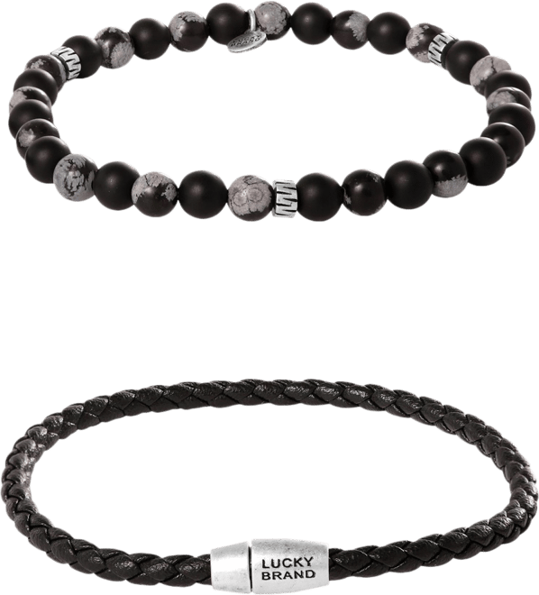 Lucky Brand Matte Black Onyx, Snowflake Obsidian Stretch Bead