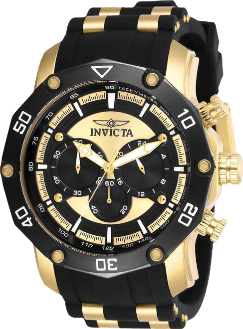 Men's 28754 Pro Diver Quartz Chronograph Black, Gold Dial Watch