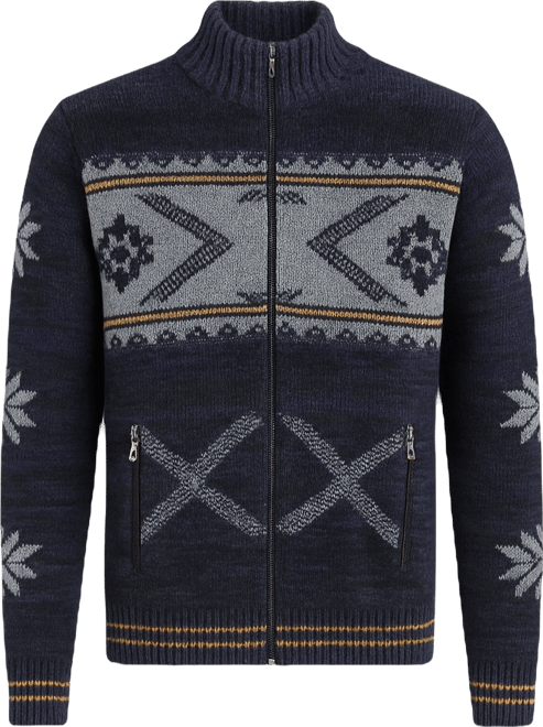 Men's Men s Knit Jacket with Zipper, Norwegian Pattern
