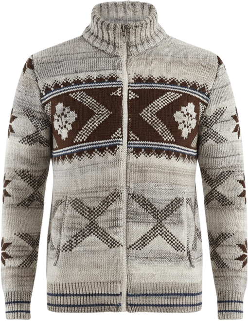 Men's Men s Knit Jacket with Zipper, Norwegian Pattern