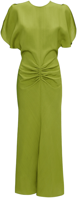 スカート VICTORIA BECKHAM 'Gathered Waist Midi' dress Green Gathered Waist Midi Dress In Parrot Green | Designer Dresses
