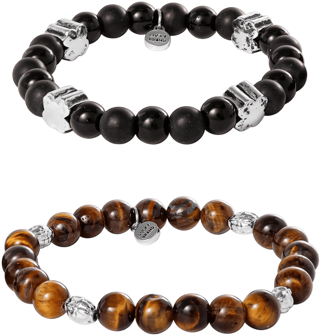 Stretch Stone Bracelet Set – Black Onyx & Tiger s Eye