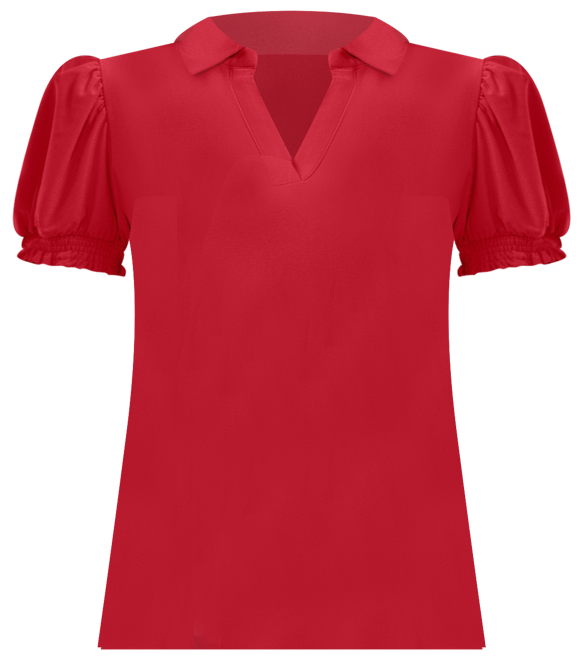 Women's Collared Split Neck Short Sleeve Knit Top