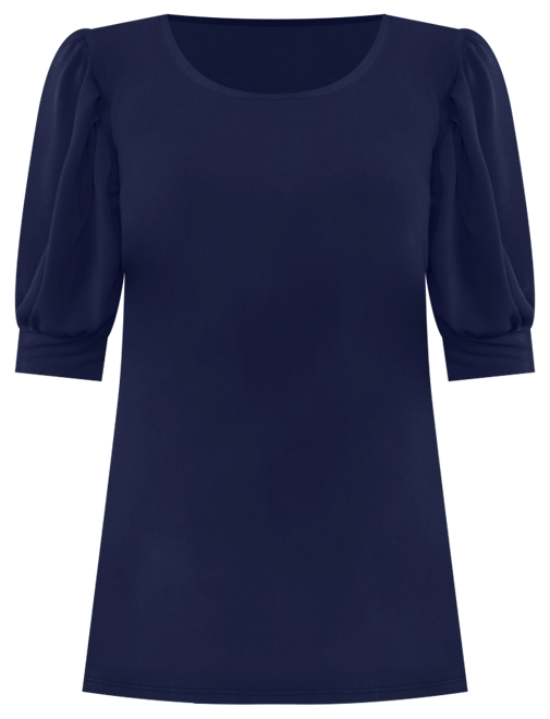 Women's Shirred Scoop-Neck 3/4-Sleeve Knit Top