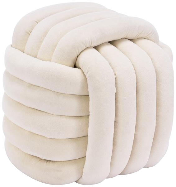 Chenille Fabric Modern Knot Design Ottoman, Comfortable Footstool for Living Room and Bedroom-