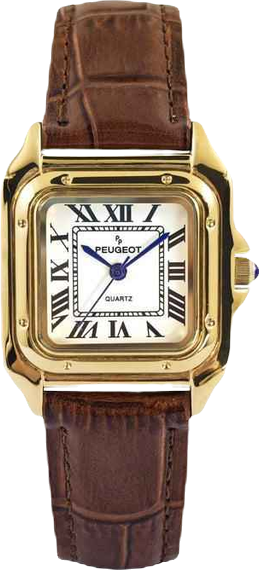 Women's 14K Gold-Plated 32mm Tank Shape Brown Leather Strap Watch