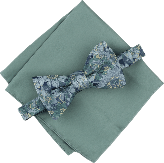 Men's Floral Bow Tie & Solid Pocket Square Set, Exclusively at Macy's