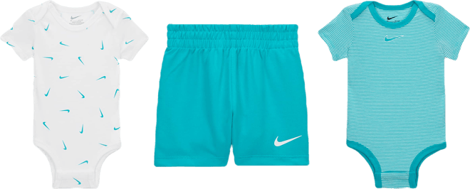Nike Essentials Baby (0-9M) 3-Piece Striped Swooshfetti Set