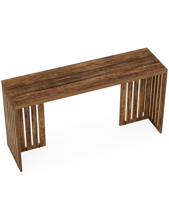 Bar Table, 63-Inch Counter Height Pub Table, Industrial Bar Height Table, Rectangular High Top Kitchen & Dining Counter Tables with Louvere