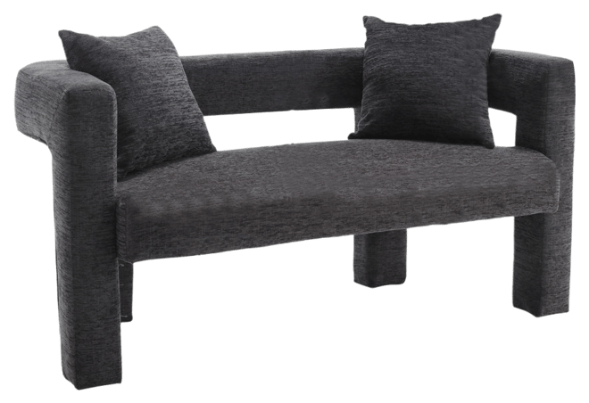 Modern Chenille Loveseat Bench, Upholstered 2-Seater Sofa with Pillows, Small Accent Couch for Bedroom or Living Room-