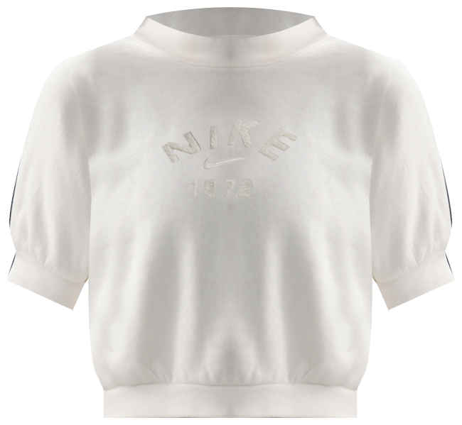 Nike Sportswear Collection Haut court en molleton à manches courtes et col ras-du-cou pour femme