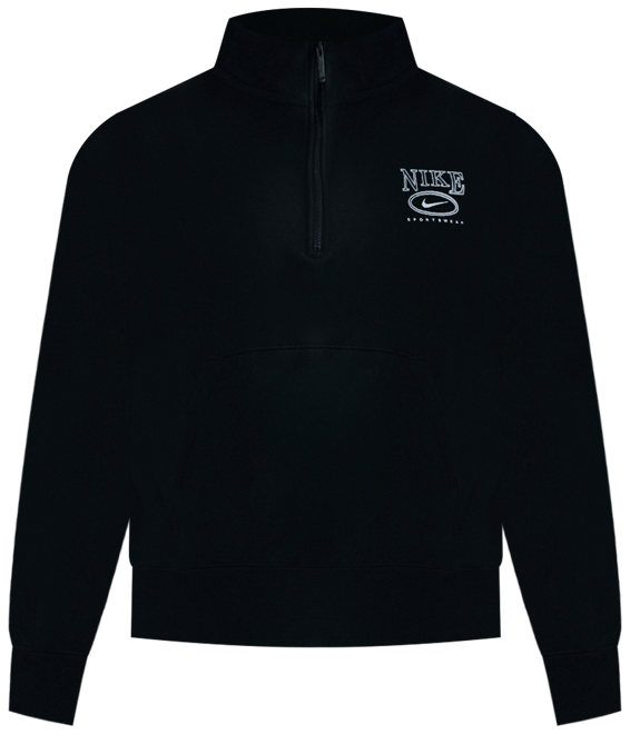 Nike Sportswear Club Fleece Playera con gráfico de cuello alto y medio cierre para mujer (Talla grande)