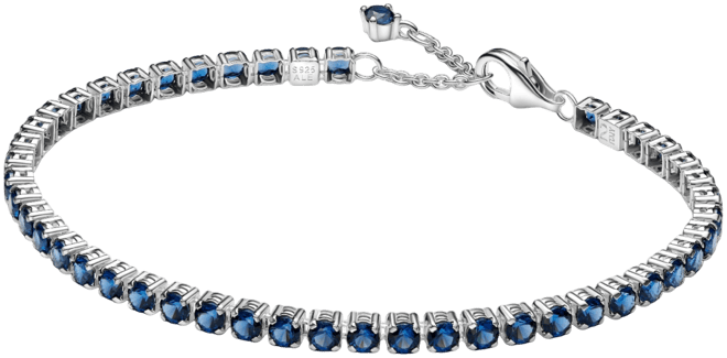 Sterling Silver Sparkling Blue Tennis Bracelet