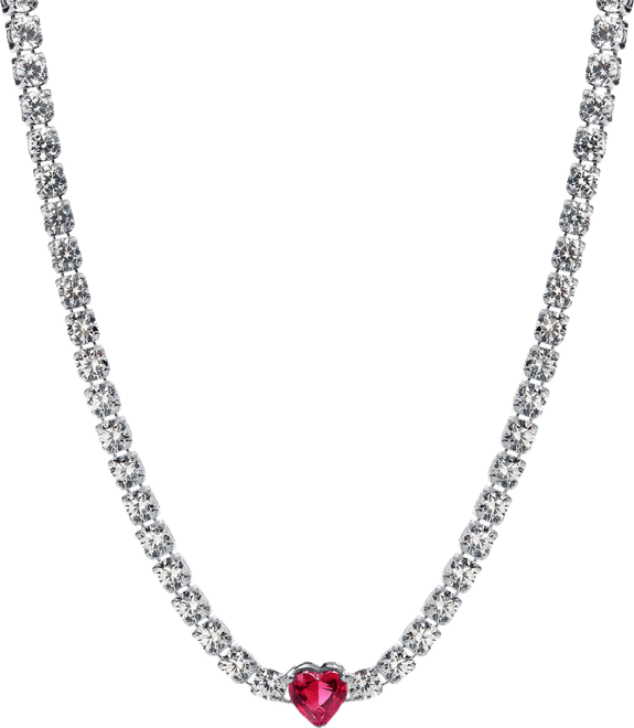 Sterling Silver Halo Heart Choker Necklace