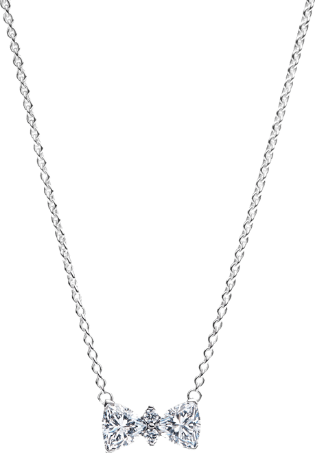 Sterling Silver Sparkling Bow Necklace