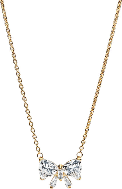 Gold-Plated Sparkling Bow Necklace