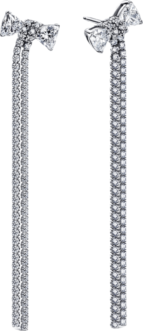Sterling Silver Pave Bow Drop Earrings