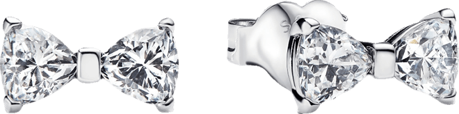 Sterling Silver Sparkling Bow Stud Earrings